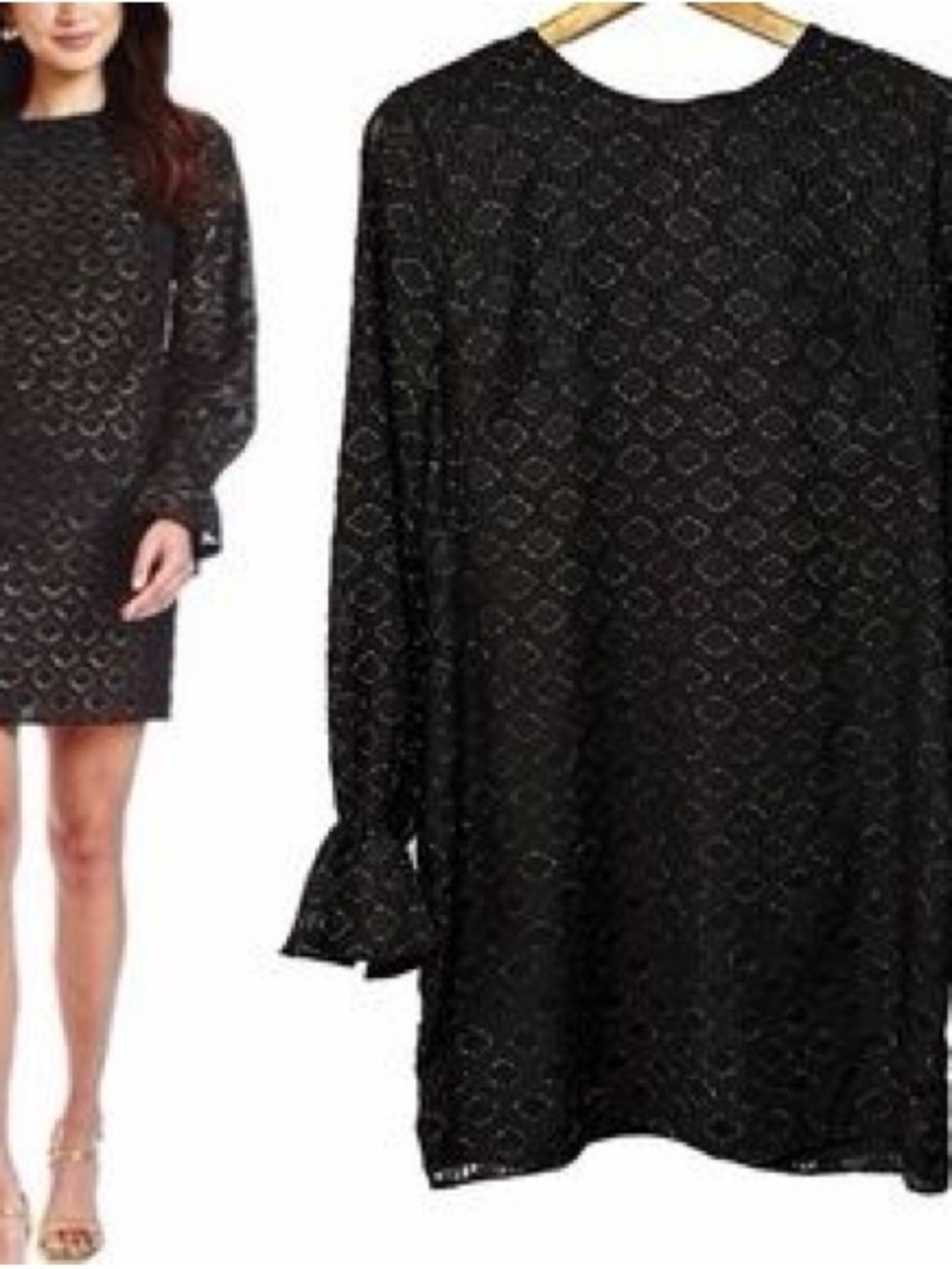 Amanda Uprichard Black Mini Dress with Subtle Pattern
